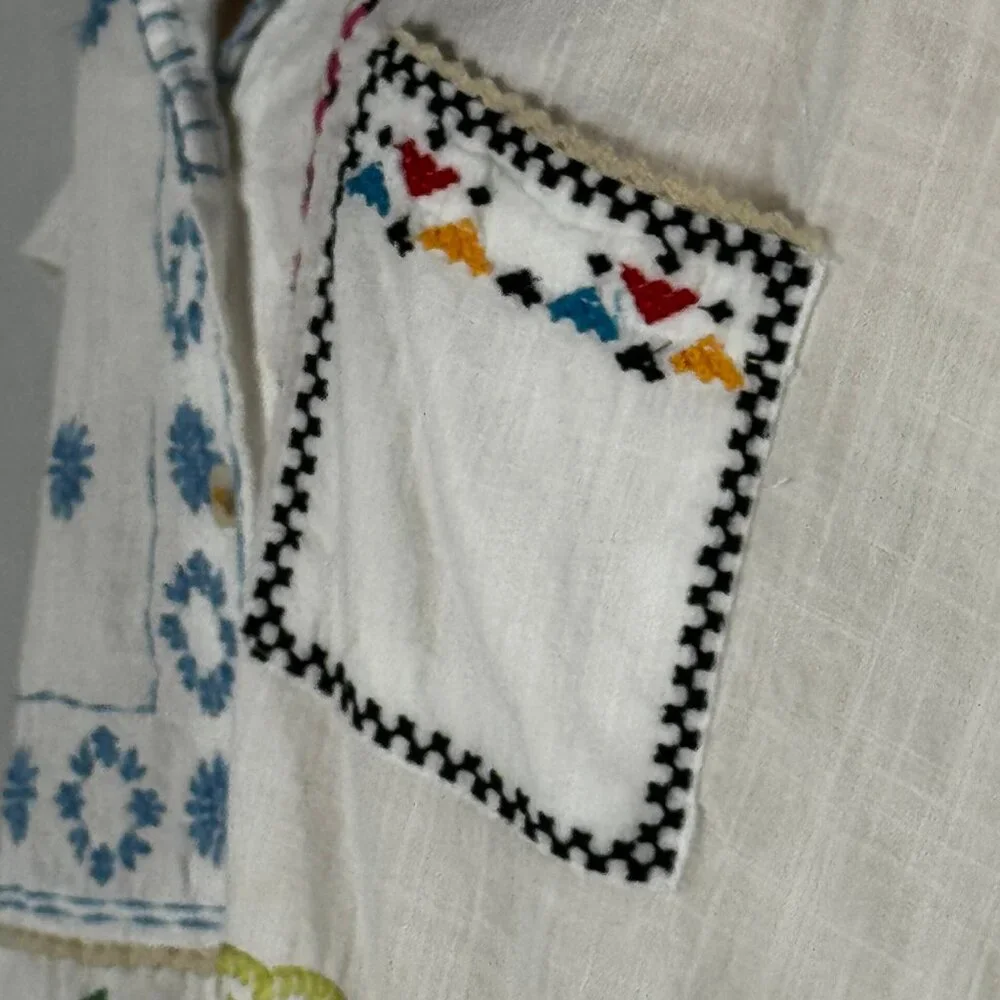 Pilcro Anthropologie Cotton Relaxed Fit Embroidered Blouse Size Medium - Picture 9 of 16